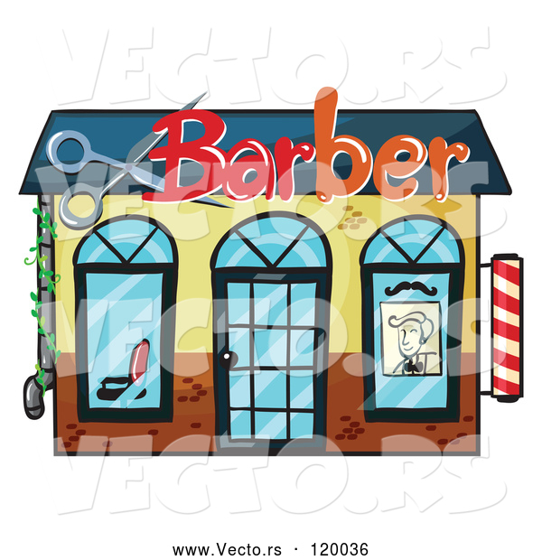 Vector of Cartoon Barber Shop
