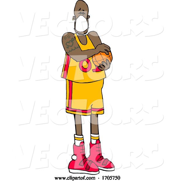 Vector of Cartoon Basketball Player Wearing a Mask