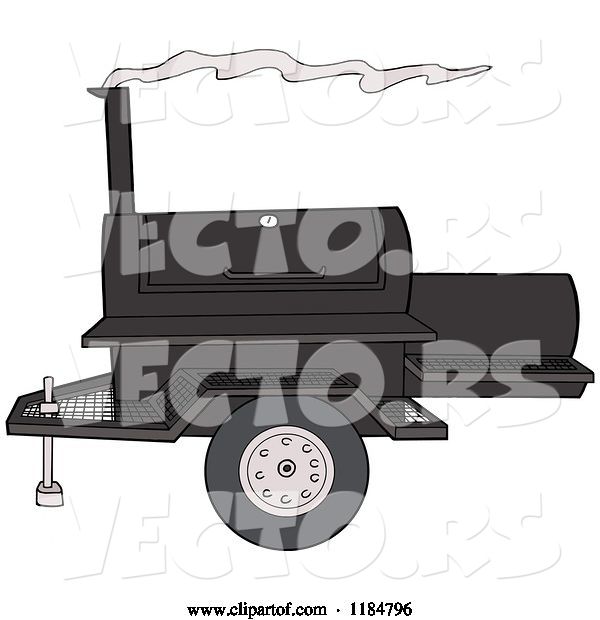 Vector of Cartoon Bbq Grill with Smoke