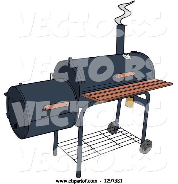 Vector of Cartoon BBQ Offset Smoker