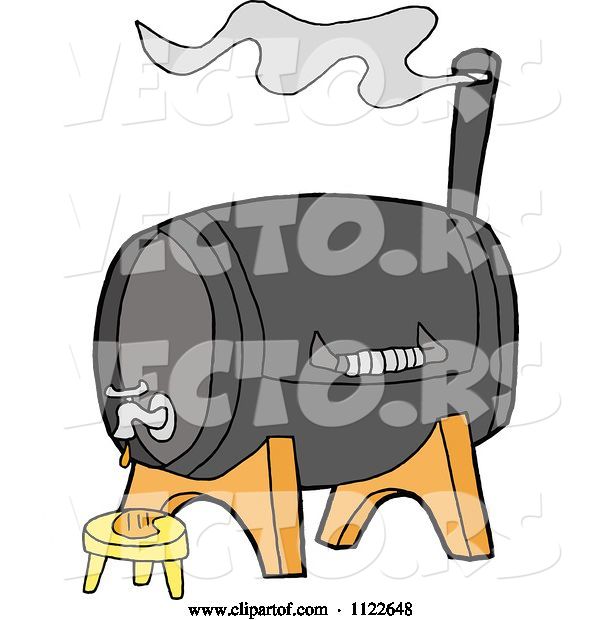 Vector of Cartoon Bbq Smoker Grill with a Faucet