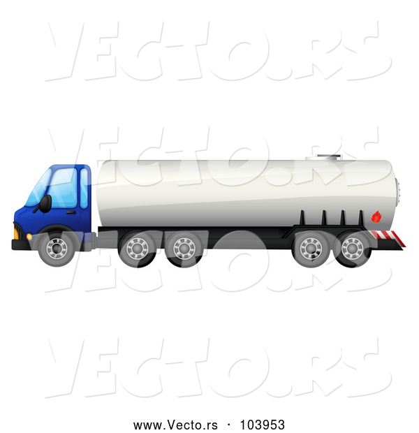 Vector of Cartoon Big Rig Fuel Truck