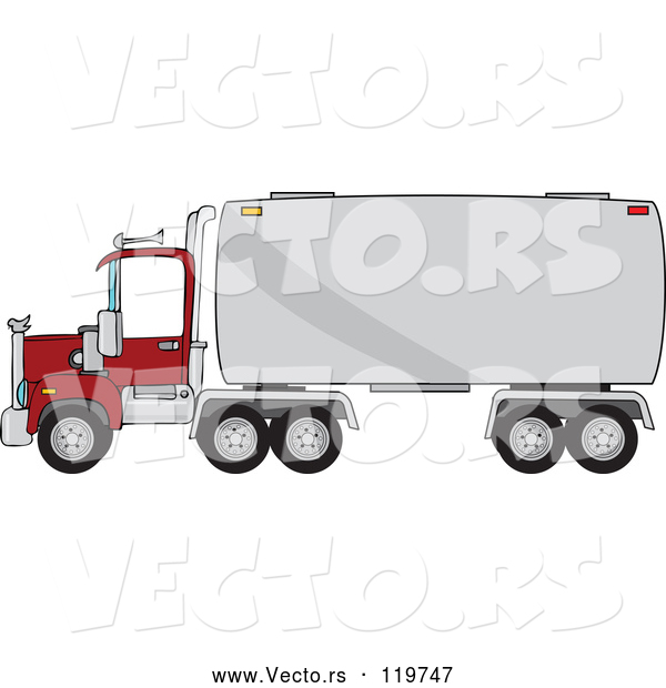 Vector of Cartoon Big Rig Tanker Truck