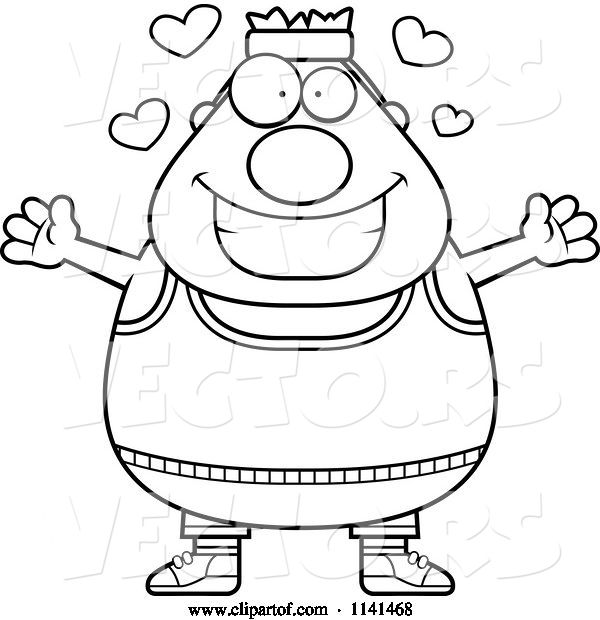 Vector of Cartoon Black and White Amorous Gym Guy