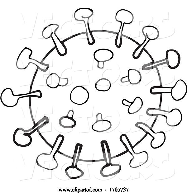 Vector of Cartoon Black and White Coronavirus Outline