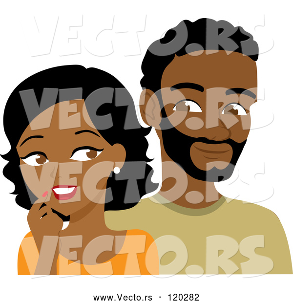 Vector of Cartoon Black Guy and Lady Looking at Each Other