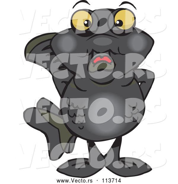 Vector of Cartoon Black Moor Fish Standing