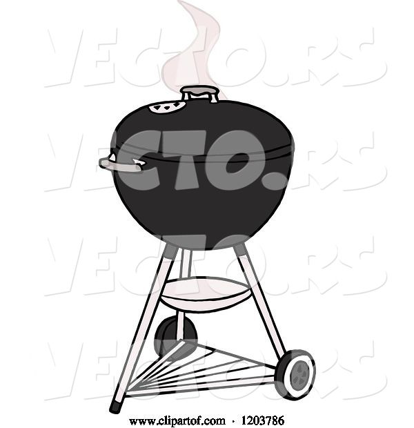 Vector of Cartoon Black Weber Charcoal Bbq Grill