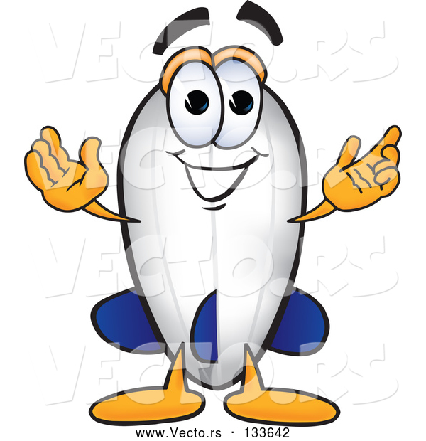 Vector of Cartoon Blimp Mascot Character Standing with Open Arms