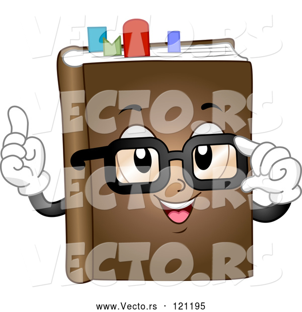 Vector of Cartoon Book Mascot with Glasses and Marks