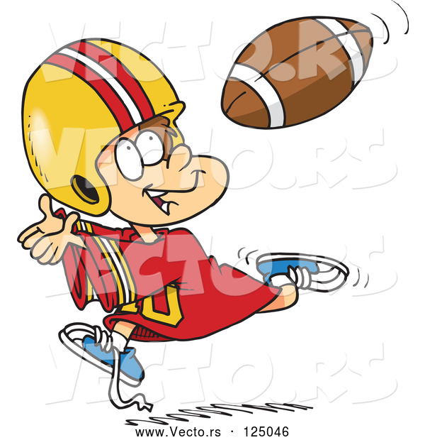 Vector of Cartoon Boy Catching a Football