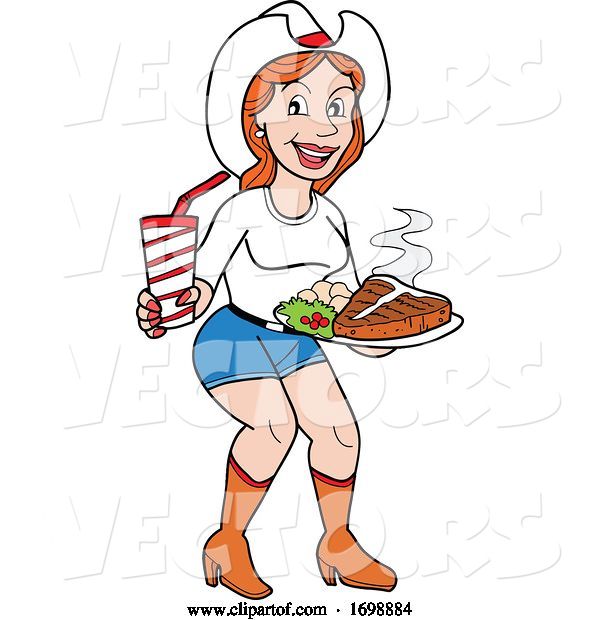 Vector of Cartoon Cartoon, Cowboy Horse, Horse, Horses, Horse Cowboy, Guitar, Beer, Bbq, Barbecue, Barbeque, Meat, Food, Steak, Soda, Western, Auctioneer, People, Person, Lady, Women, Female, Lady,