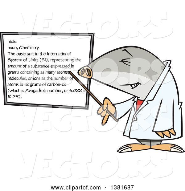 Vector of Cartoon Chemist Mole Pointing to a White Board