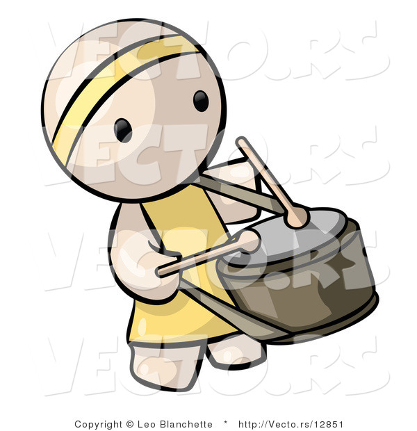 Vector of Cartoon Chinese Drummer Guy