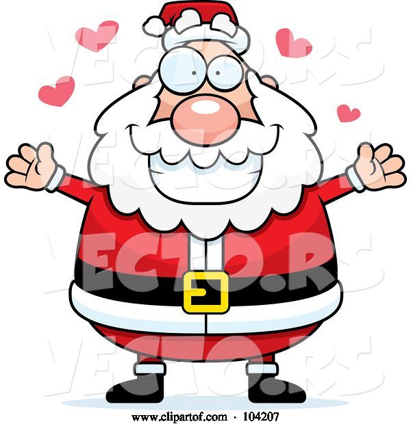 Vector of Cartoon Chubby Amorous Santa