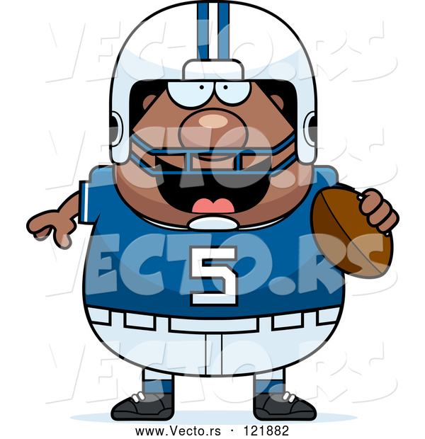 Vector of Cartoon Chubby Black Football Player