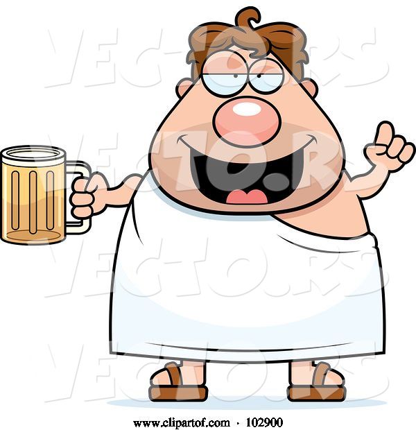 Vector of Cartoon Chubby Guy with Beer