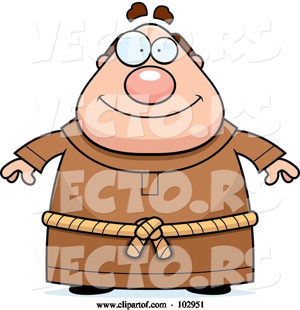 Vector of Cartoon Chubby Monk