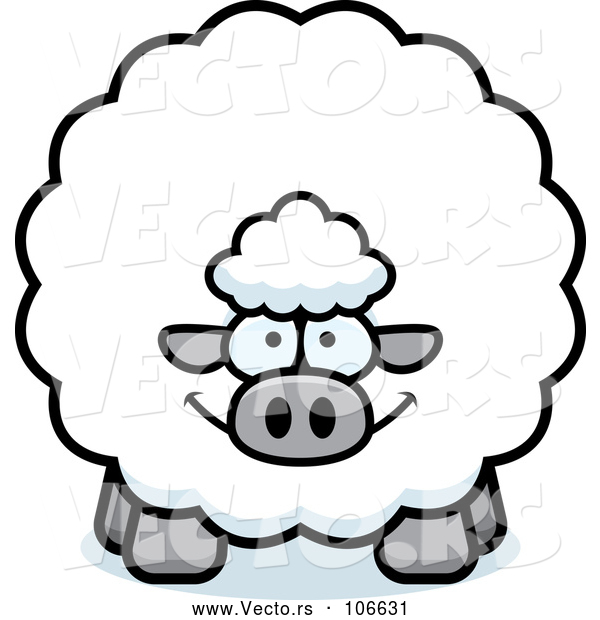 Vector of Cartoon Chubby Sheep
