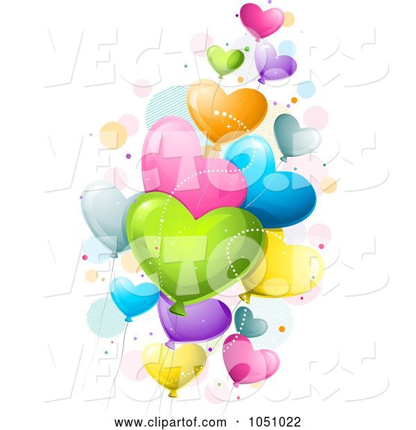 Vector of Cartoon Colorful Heart Valentine Balloons