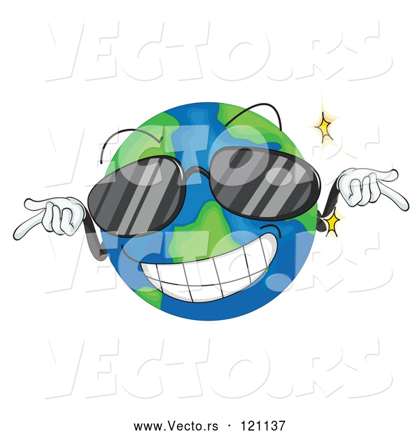 Vector of Cartoon Cool Globe Mascot Wearing Sunglasses
