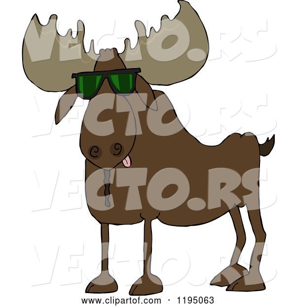 Vector of Cartoon Cool Moose Wearing Sunglasses
