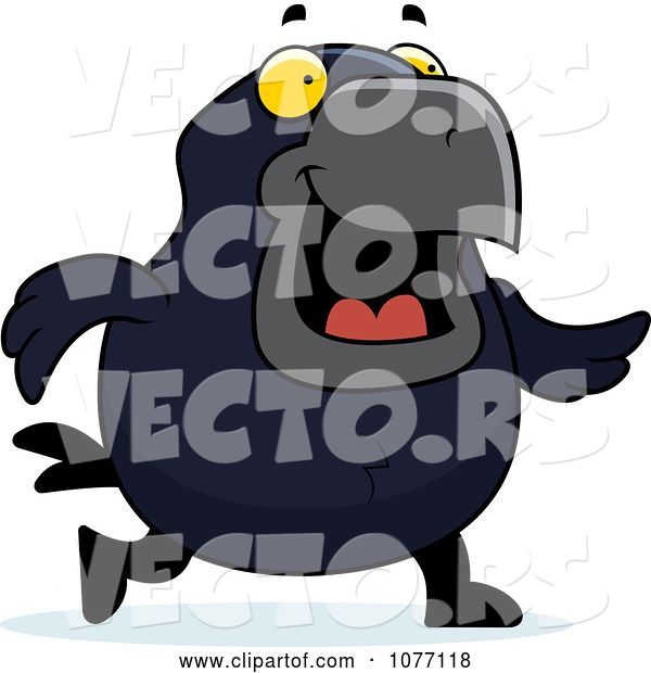 Vector of Cartoon Crow Walking