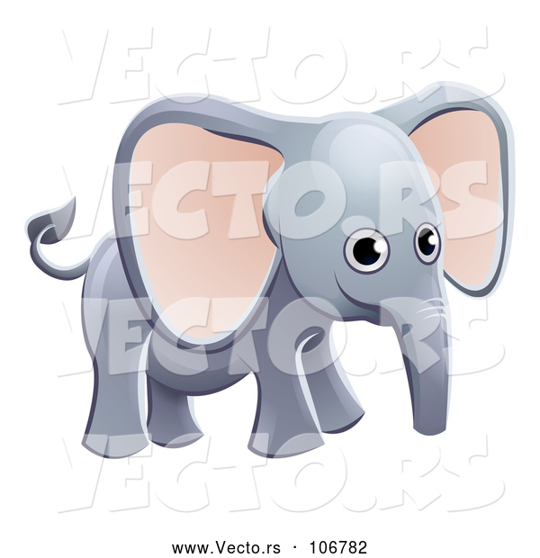 Vector of Cartoon Cute African Safari Elephant