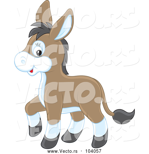 Vector of Cartoon Cute Baby Donkey