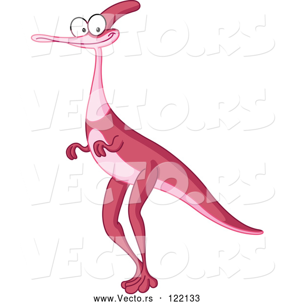 Vector of Cartoon Cute Duckbill Dinosaur Smiling