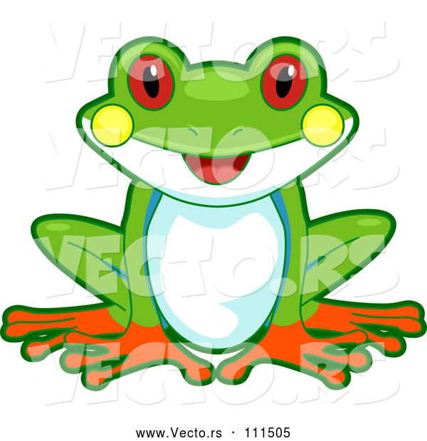 Vector of Cartoon Cute Happy Tree Frog Sitting