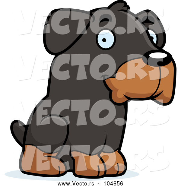 Vector of Cartoon Cute Rottweiler Puppy Dog Sitting