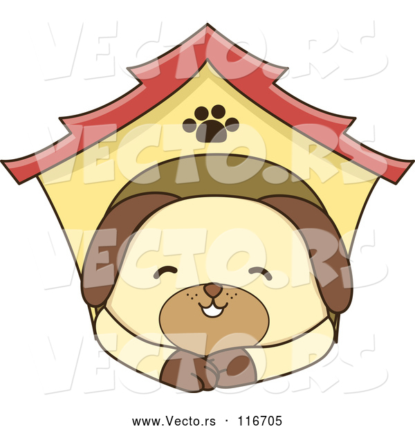 Vector of Cartoon Dog Resting in a House