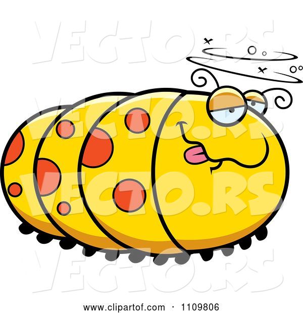 Vector of Cartoon Drunk Caterpillar