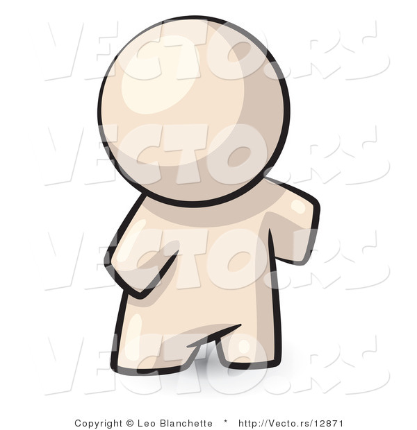Vector of Cartoon Featureless Blank White Guy Standing