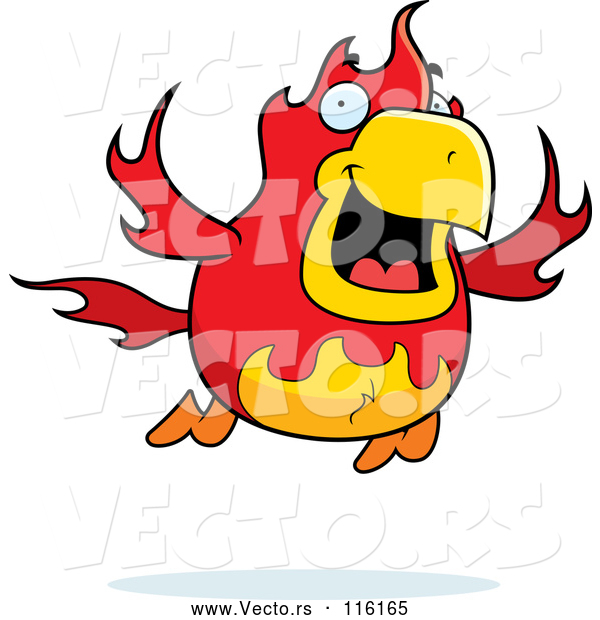 Vector of Cartoon Flying Fire Bird Phoenix