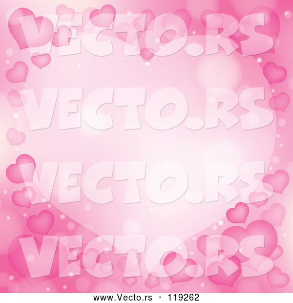 Vector of Cartoon Frame Made of Pink Hearts and Flares