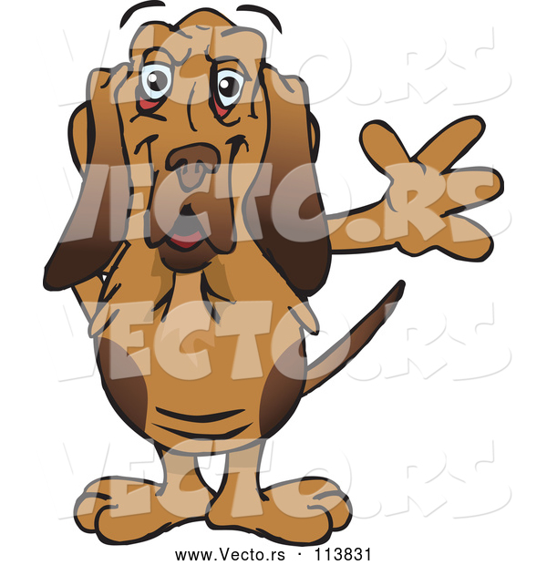 Vector of Cartoon Friendly Waving Bloodhound Dog