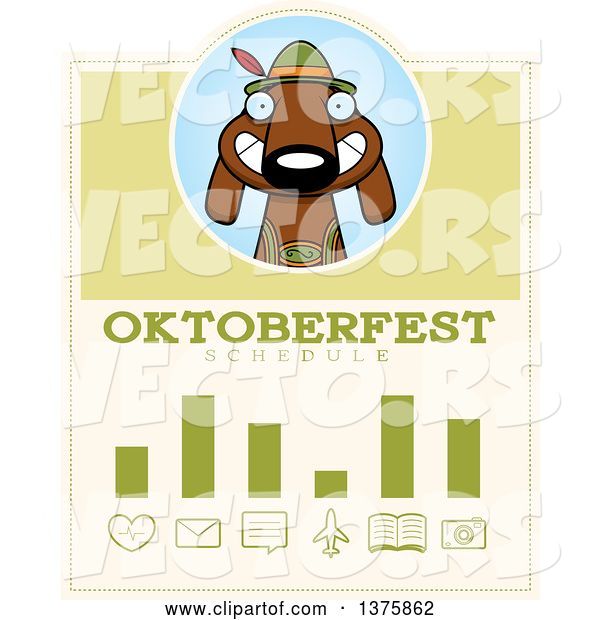 Vector of Cartoon German Oktoberfest Dachshund Dog Wearing Lederhosen Schedule Design