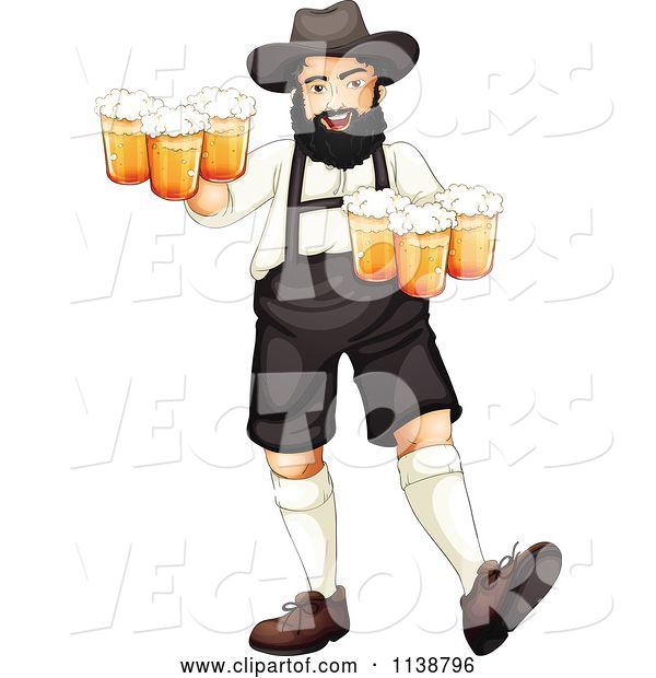 Vector of Cartoon German Oktoberfest Guy with Beer