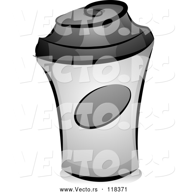 Vector of Cartoon Grayscale to Go Coffee Cup