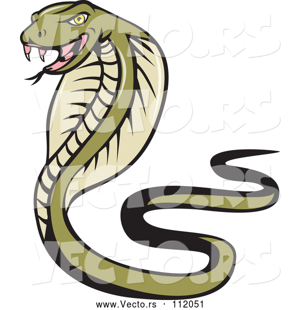 Vector of Cartoon Green Cobra Snake