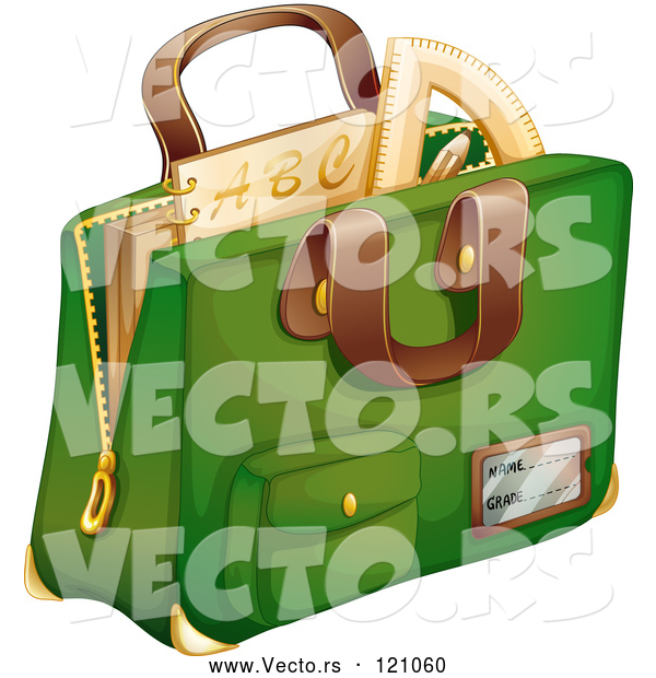 Vector of Cartoon Green School Bag