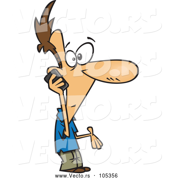 Vector of Cartoon Guy Gesturing and Talking on a Mobile Phone