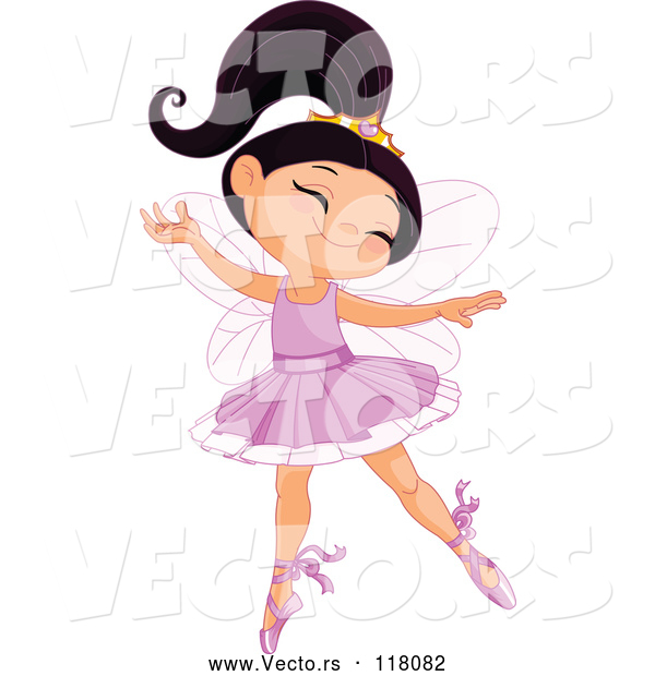 Vector of Cartoon Happy Ballerina Princess Girl Dancing