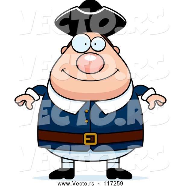 Vector of Cartoon Happy Chubby Colonial Guy