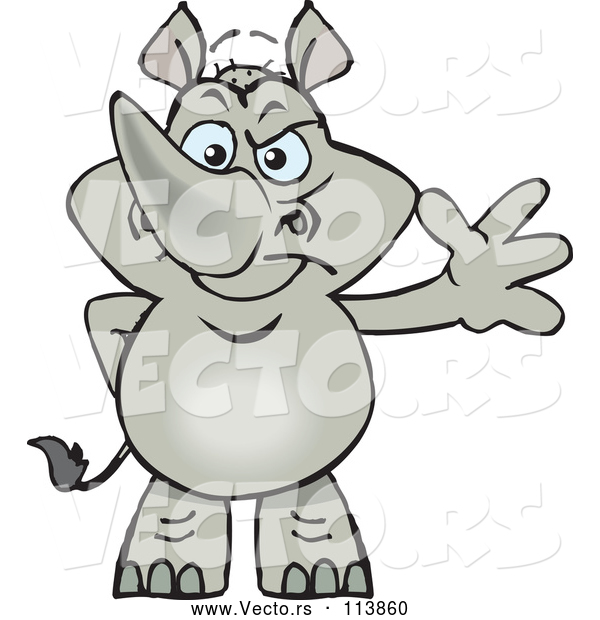 Vector of Cartoon Happy Rhino Standing and Waving