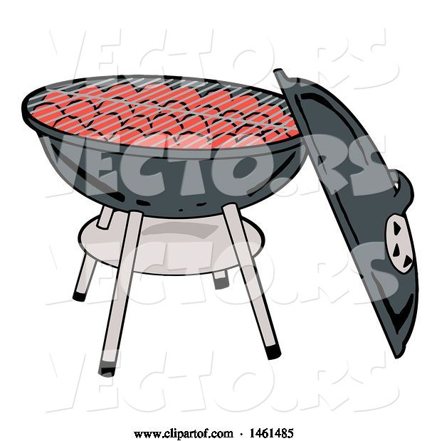 Vector of Cartoon Kettle Bbq Grill with Charcoal