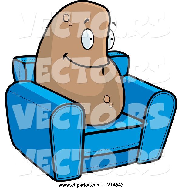 Vector of Cartoon Lazy Couch Potato on a Blue Chair