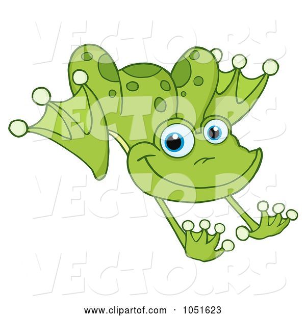 Vector of Cartoon Leaping Green Frog